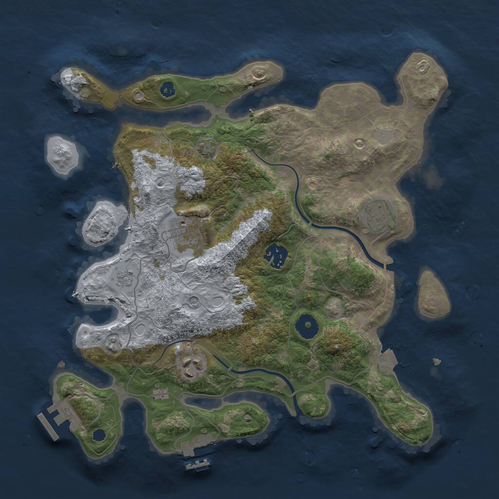 Rust Map: Procedural Map, Size: 3250, Seed: 395168881, 10 Monuments