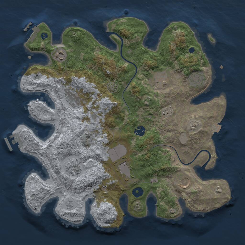 Rust Map: Procedural Map, Size: 3500, Seed: 1010583313, 15 Monuments