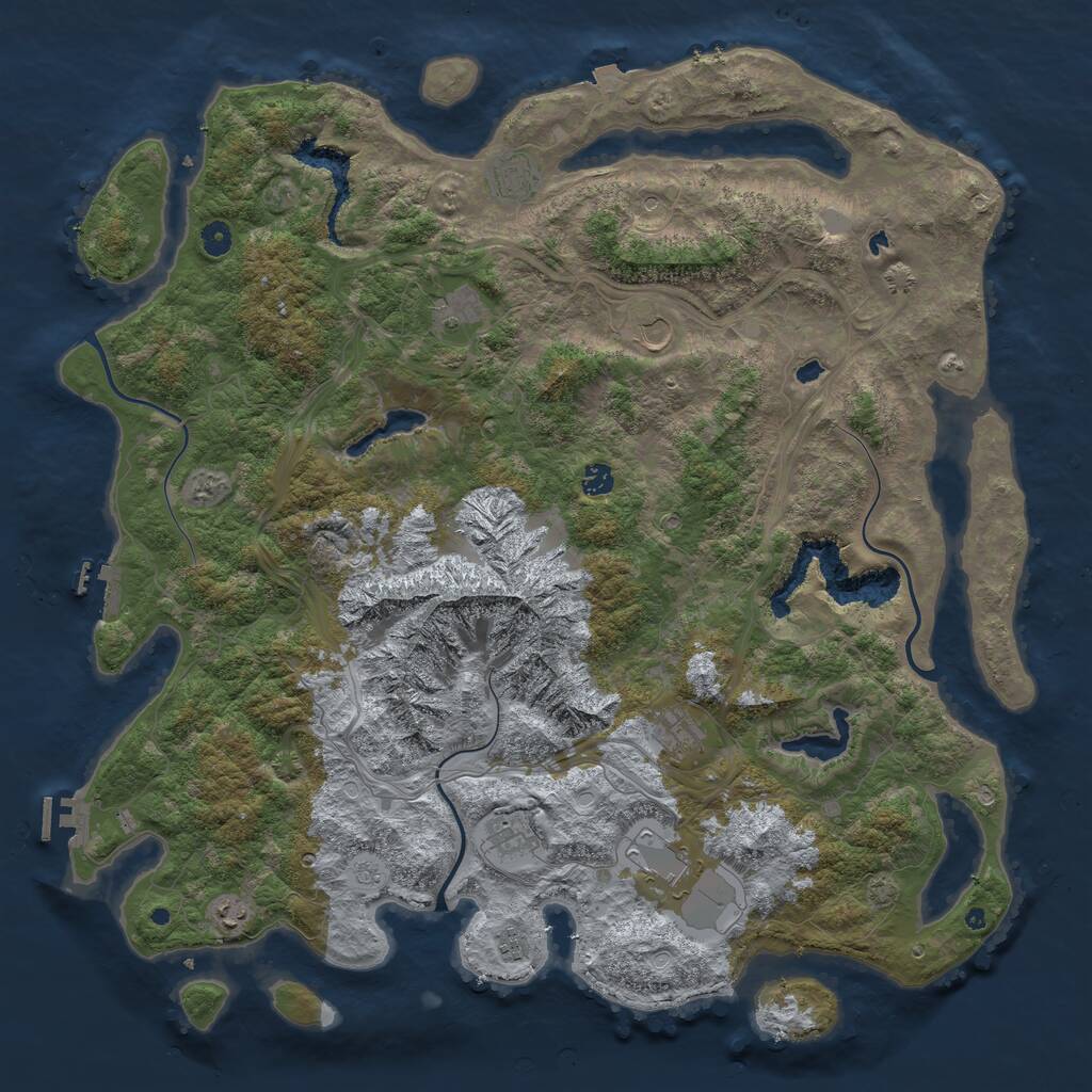 Rust Map: Procedural Map, Size: 5000, Seed: 50004, 15 Monuments