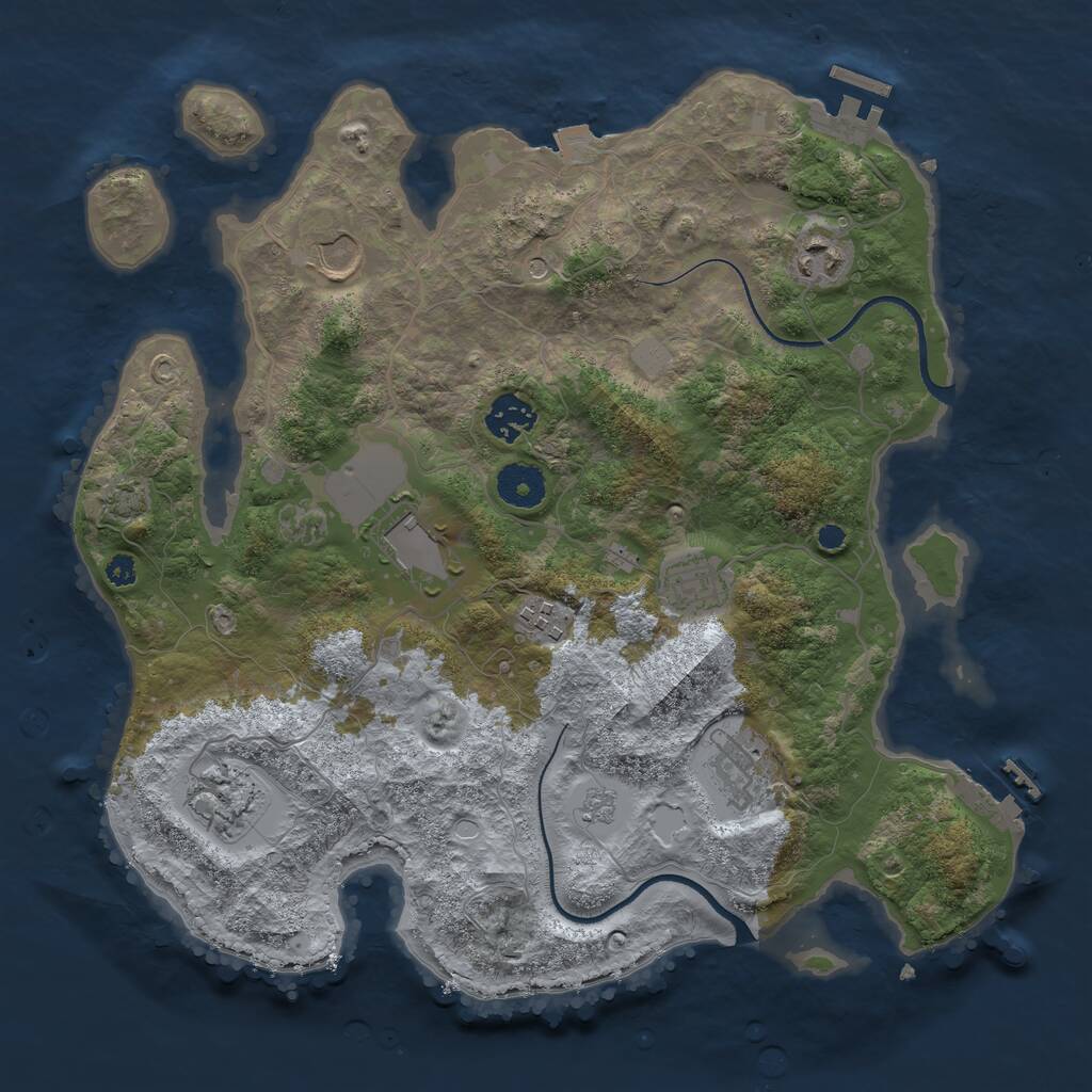 Rust Map: Procedural Map, Size: 3500, Seed: 4261, 14 Monuments