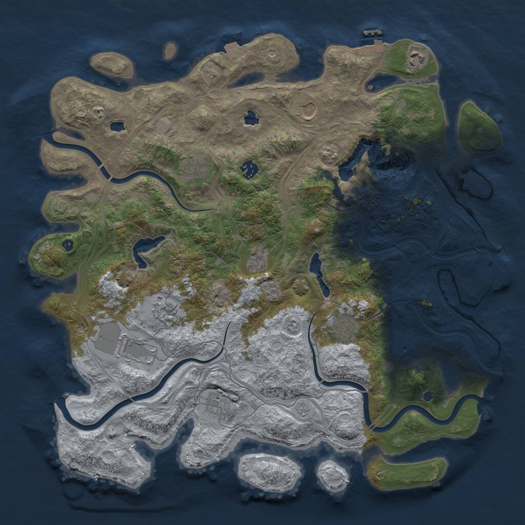 Rust Map: Procedural Map, Size: 4500, Seed: 142928999, 16 Monuments
