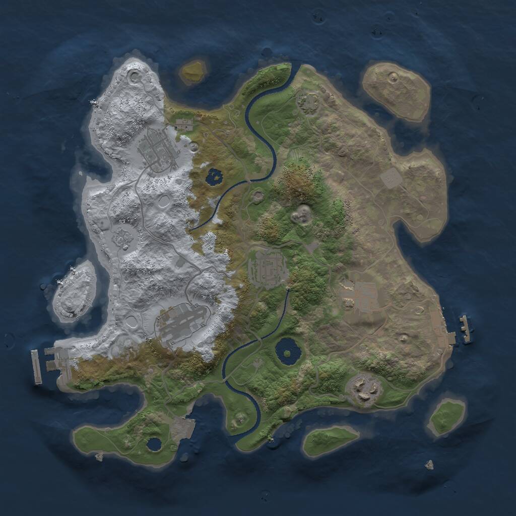 Rust Map: Procedural Map, Size: 3000, Seed: 1563746583, 10 Monuments