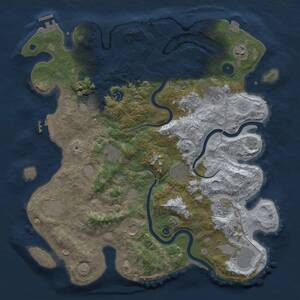 Thumbnail Rust Map: Procedural Map, Size: 3999, Seed: 355054077, 17 Monuments