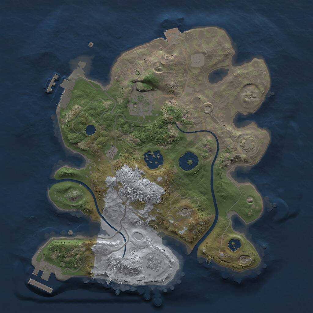 Rust Map: Procedural Map, Size: 2500, Seed: 1836213350, 8 Monuments