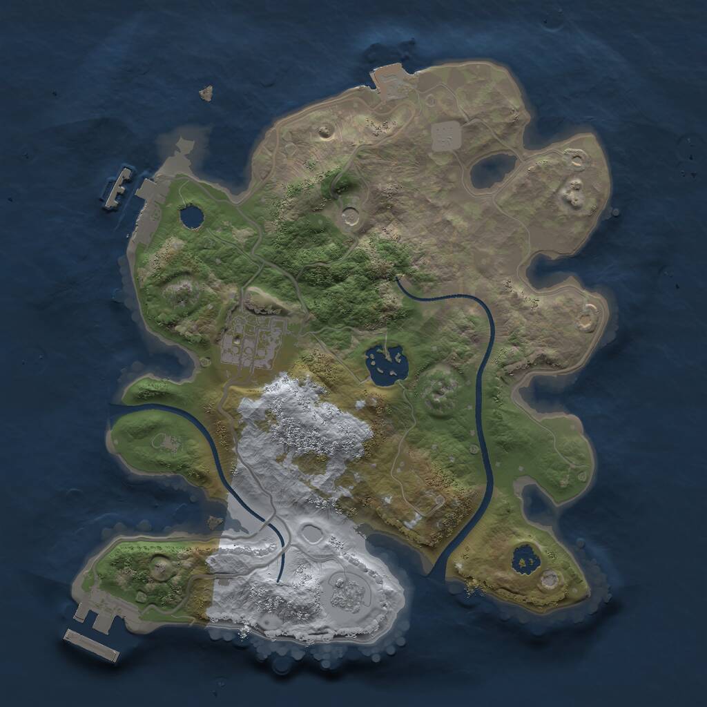 Rust Map: Procedural Map, Size: 2500, Seed: 1836213350, 7 Monuments