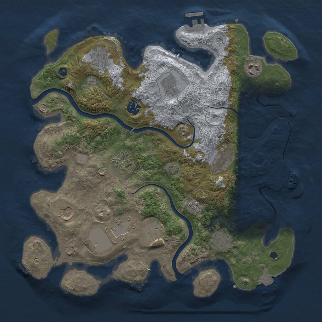 Rust Map: Procedural Map, Size: 3600, Seed: 924583376, 16 Monuments