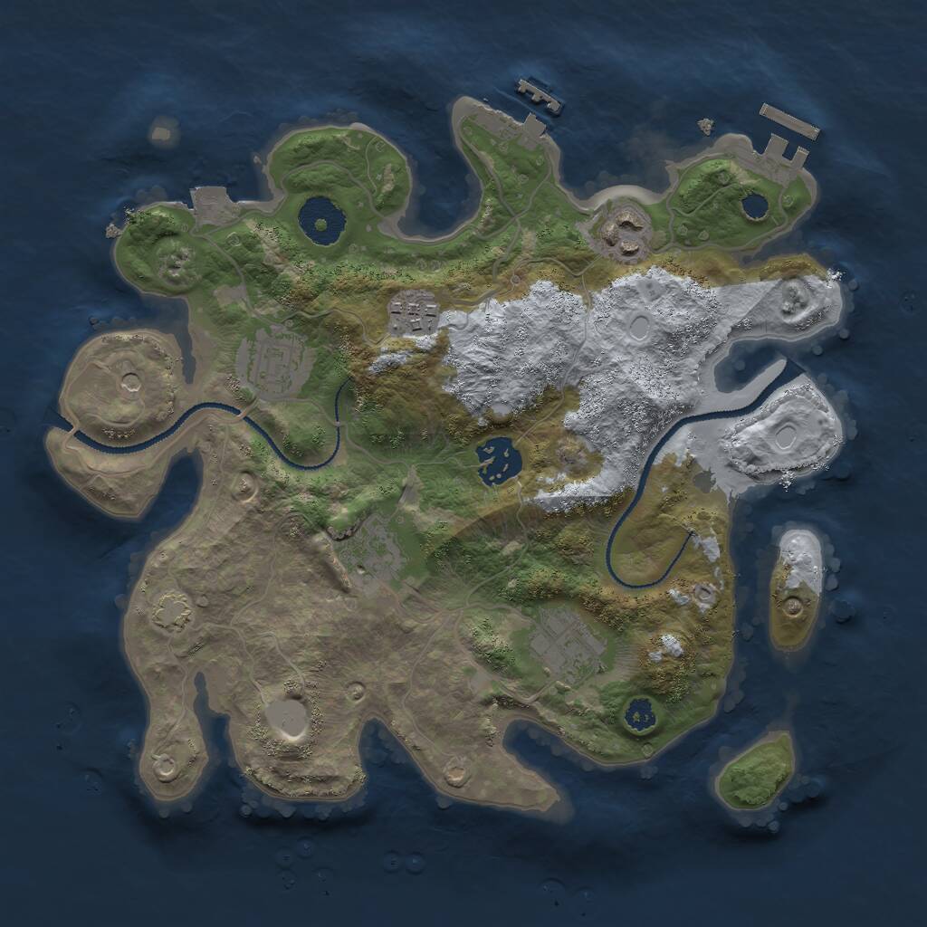 Rust Map: Procedural Map, Size: 3000, Seed: 21557, 11 Monuments