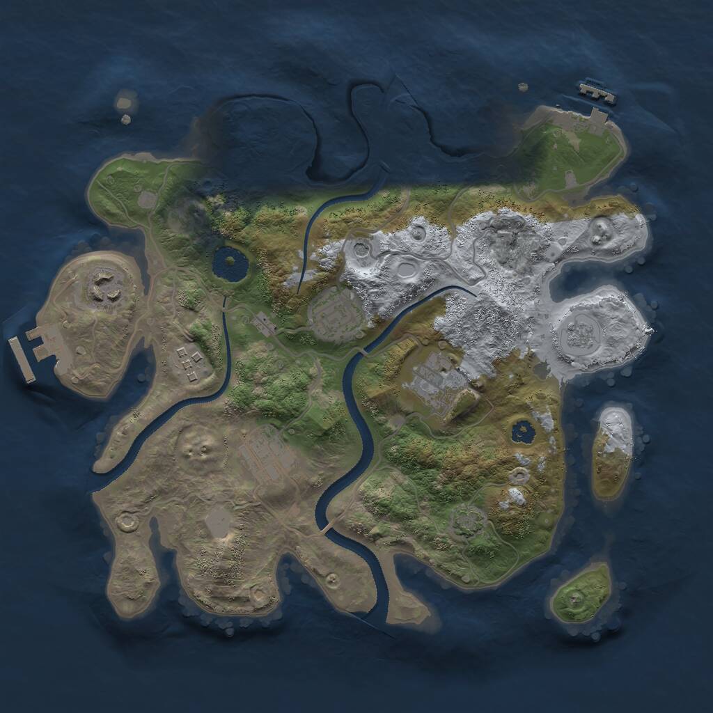 Rust Map: Procedural Map, Size: 3000, Seed: 21557, 11 Monuments