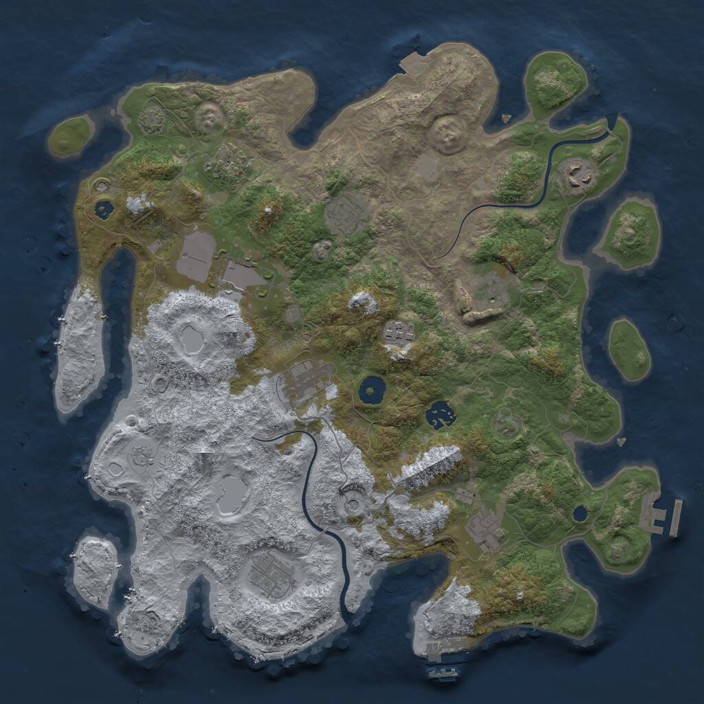 Rust Map: Procedural Map, Size: 3800, Seed: 51000, 16 Monuments