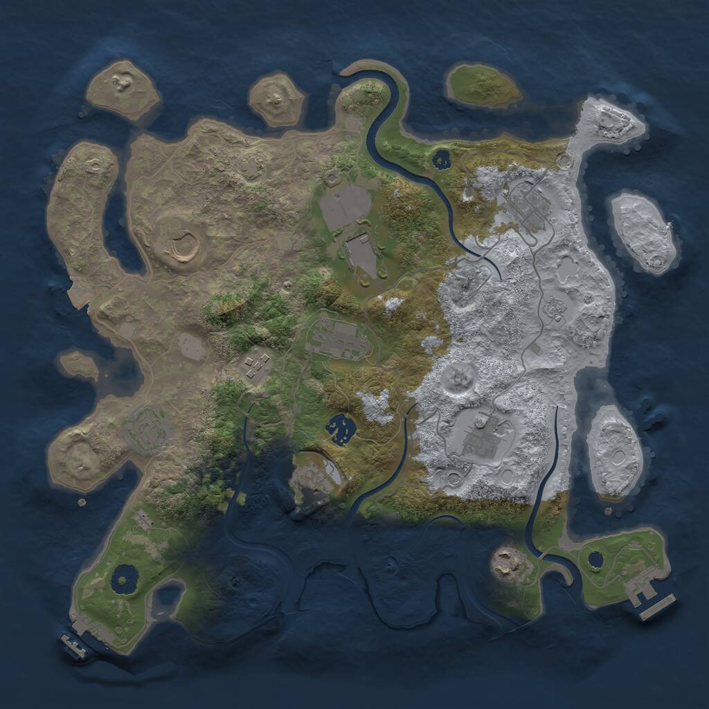 Rust Map: Procedural Map, Size: 3650, Seed: 123123, 16 Monuments
