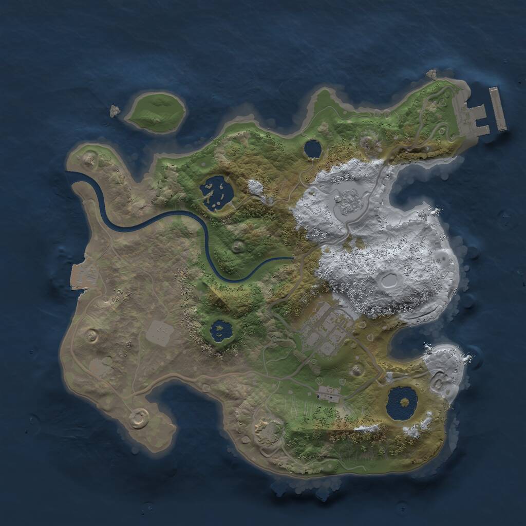 Rust Map: Procedural Map, Size: 2400, Seed: 887269402, 6 Monuments