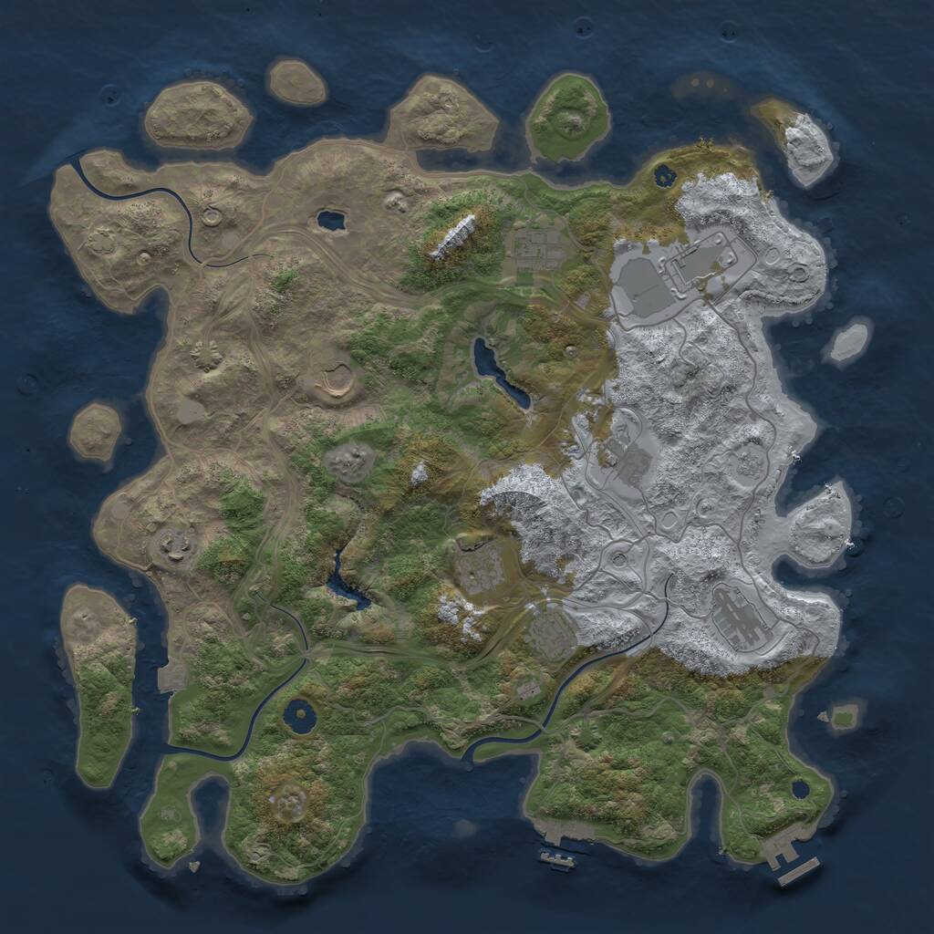 Rust Map: Procedural Map, Size: 4250, Seed: 10999, 14 Monuments