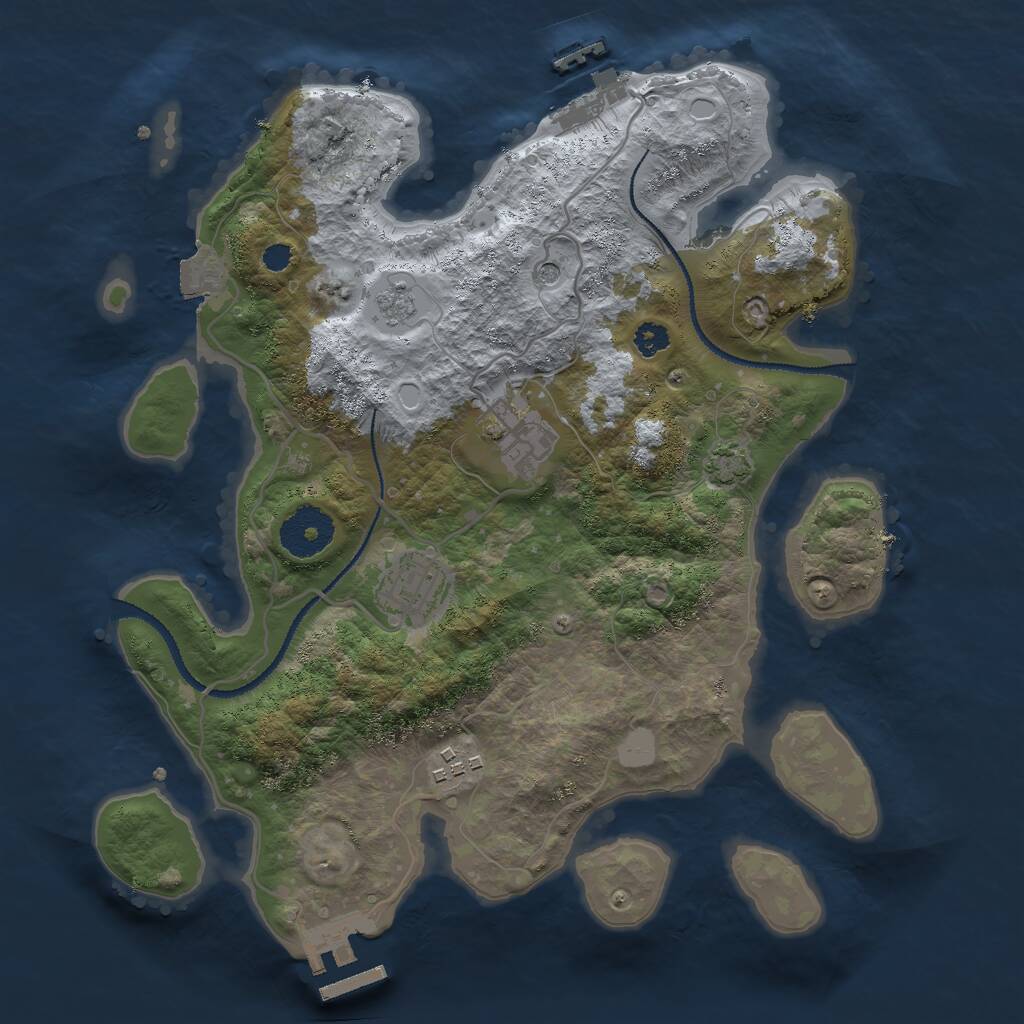 Rust Map: Procedural Map, Size: 3000, Seed: 291577654, 9 Monuments