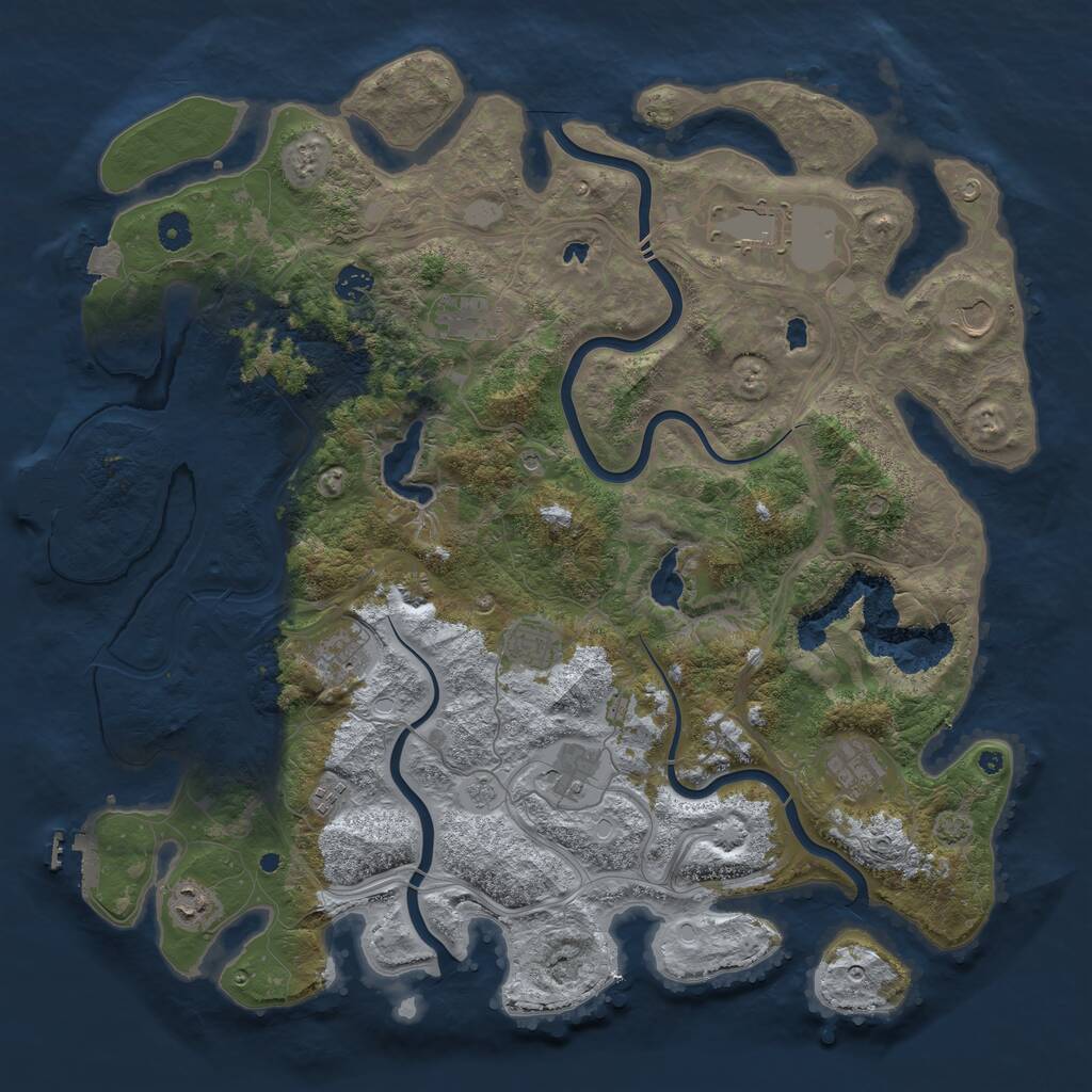Rust Map: Procedural Map, Size: 4500, Seed: 1870452596, 16 Monuments