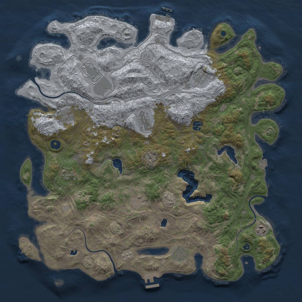 Rust Map: Procedural Map, Size: 4500, Seed: 13141624, 16 Monuments