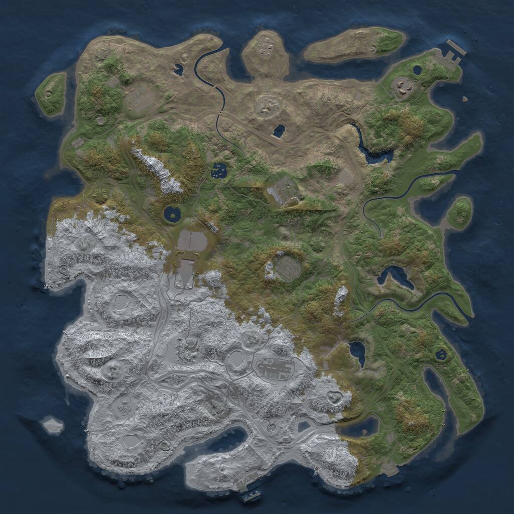 Rust Map: Procedural Map, Size: 4600, Seed: 50014, 15 Monuments