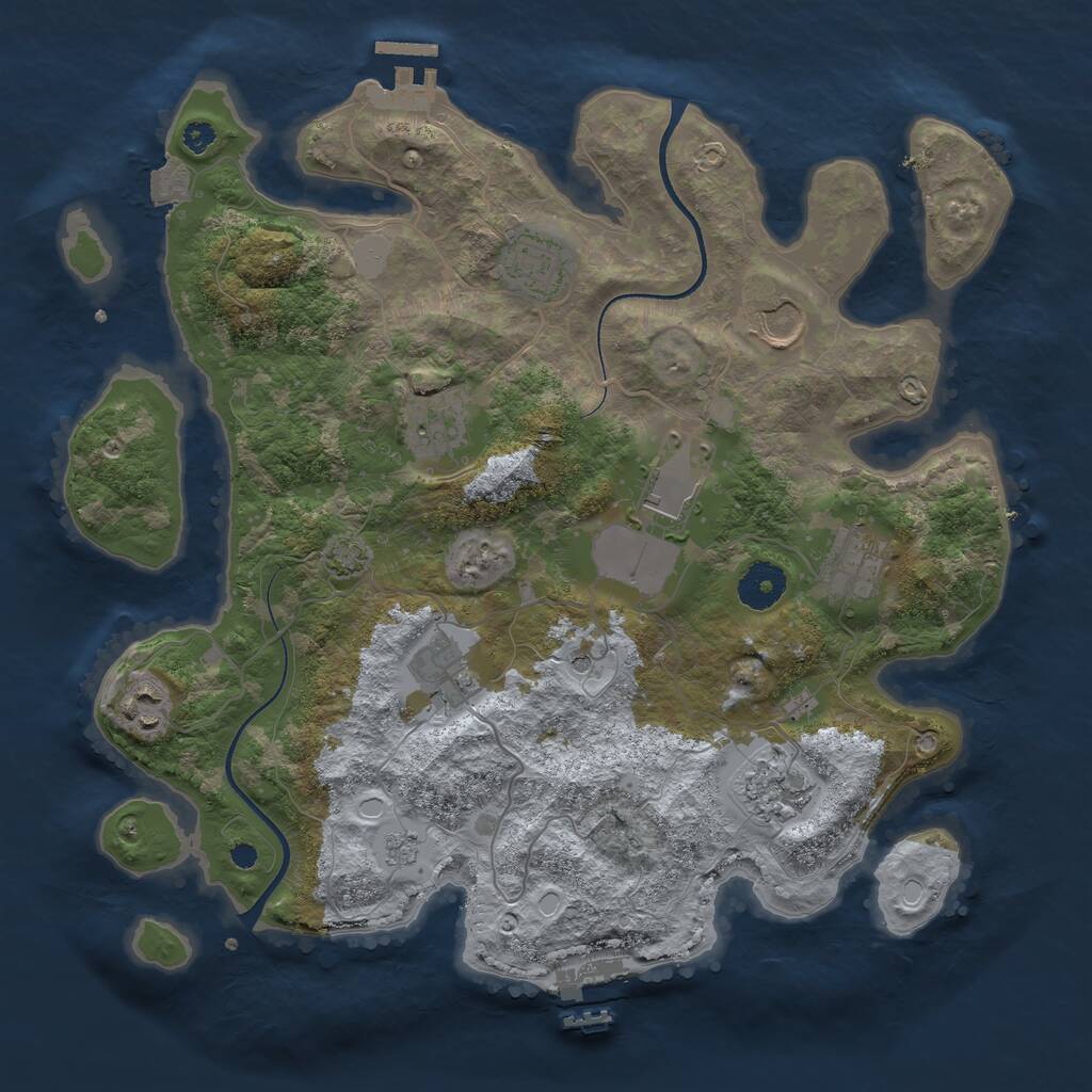 Rust Map: Procedural Map, Size: 3500, Seed: 133095976, 14 Monuments