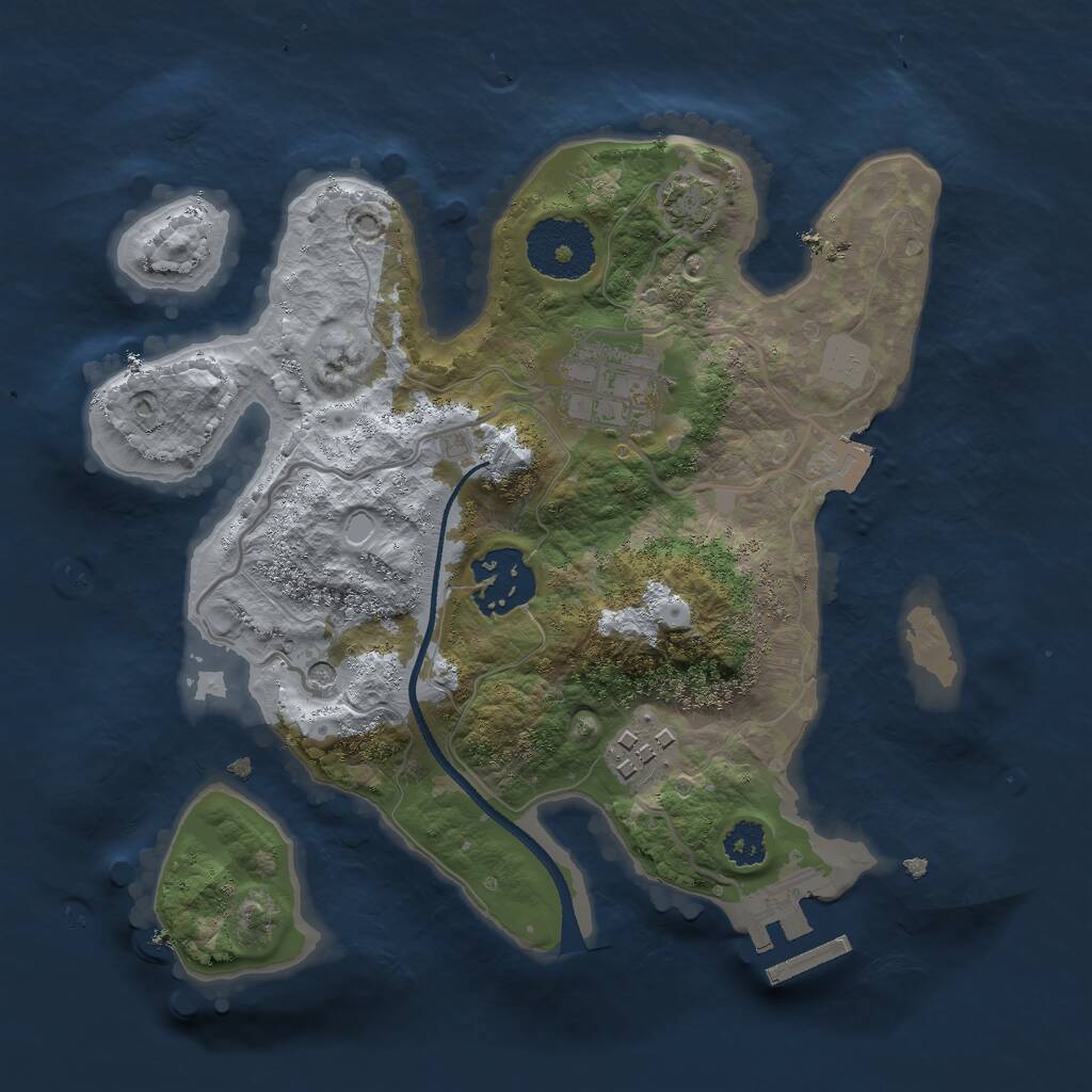 Rust Map: Procedural Map, Size: 2500, Seed: 225970500, 7 Monuments