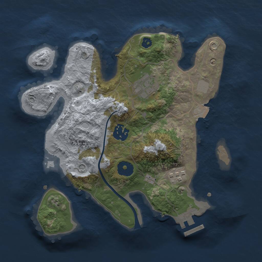 Rust Map: Procedural Map, Size: 2500, Seed: 225970500, 6 Monuments