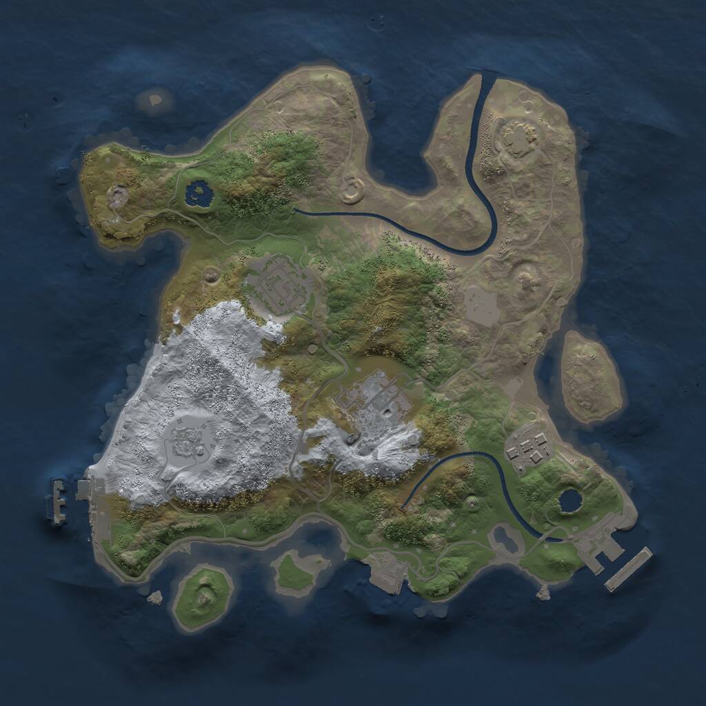 Rust Map: Procedural Map, Size: 2500, Seed: 2105426371, 8 Monuments