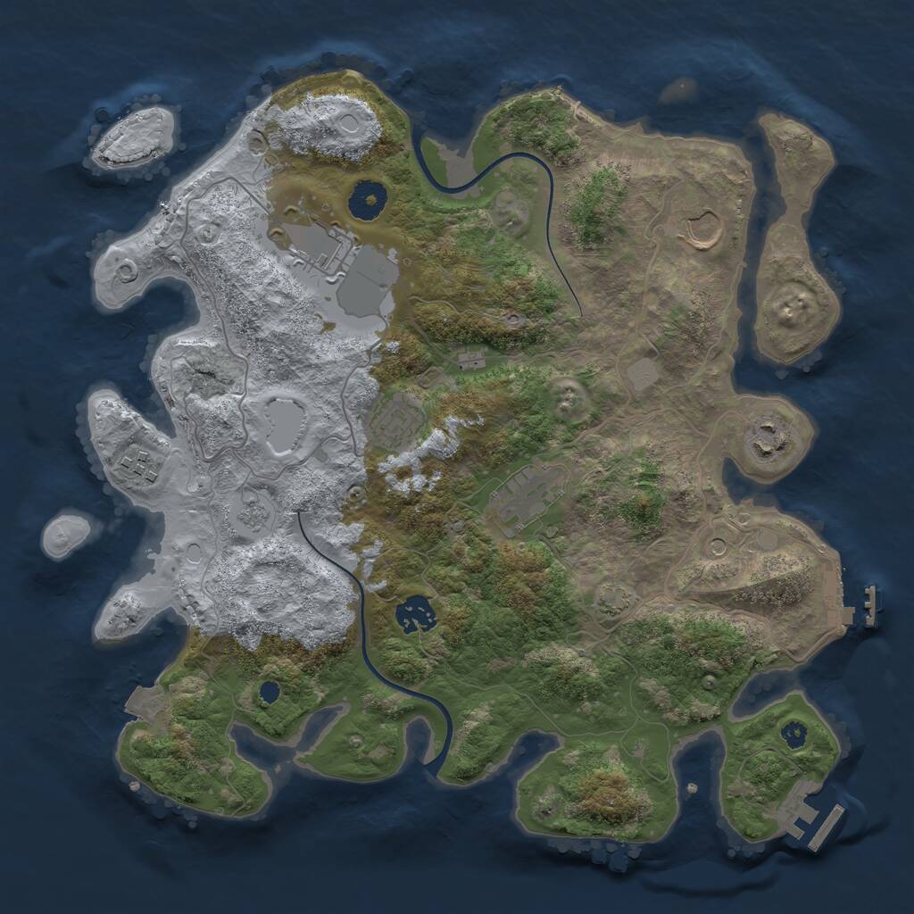 Rust Map: Procedural Map, Size: 3550, Seed: 784889834, 13 Monuments