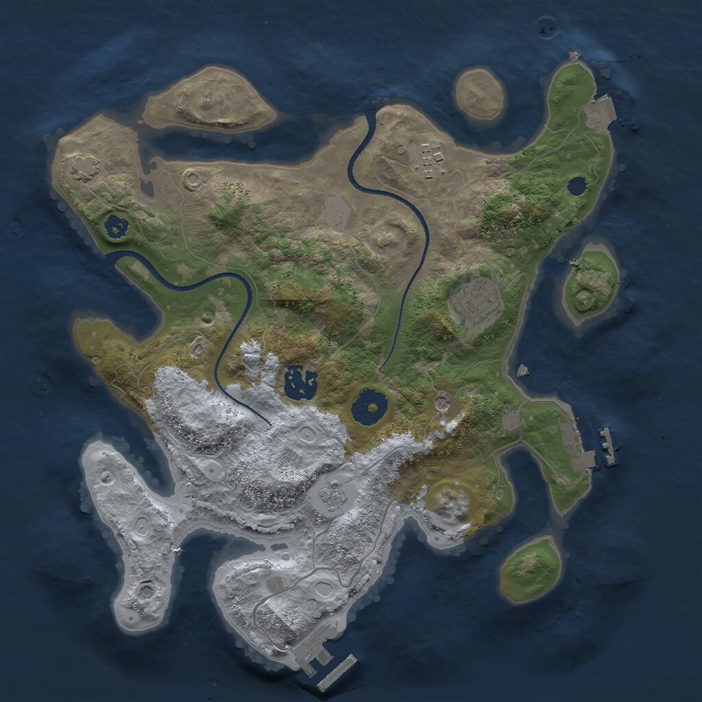 Rust Map: Procedural Map, Size: 3000, Seed: 568462039, 9 Monuments