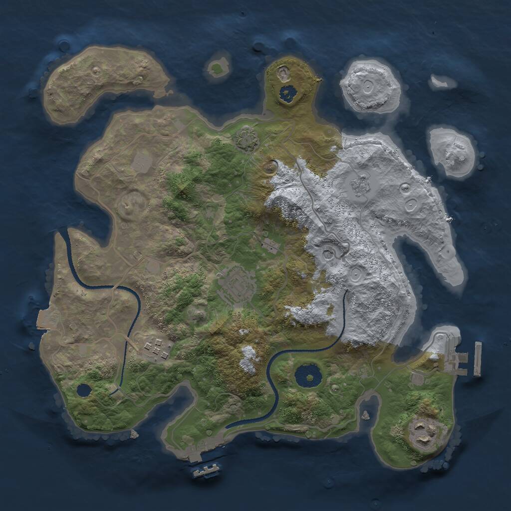 Rust Map: Procedural Map, Size: 3000, Seed: 10000000, 9 Monuments