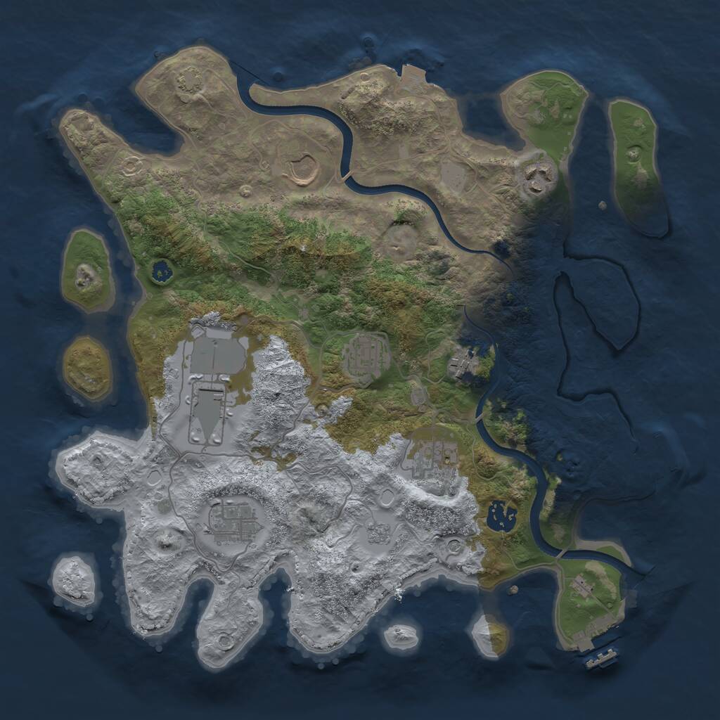 Rust Map: Procedural Map, Size: 3500, Seed: 1373000742, 14 Monuments