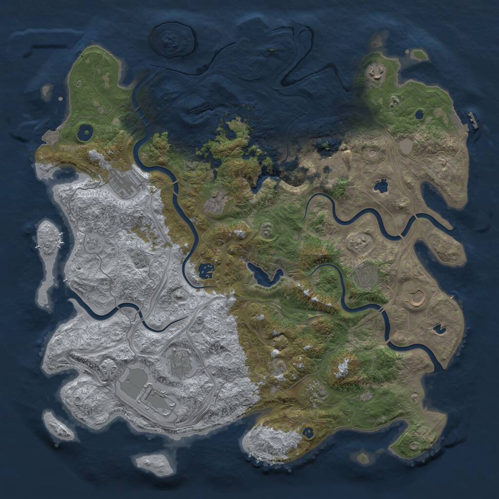 Rust Map: Procedural Map, Size: 4600, Seed: 50015, 17 Monuments