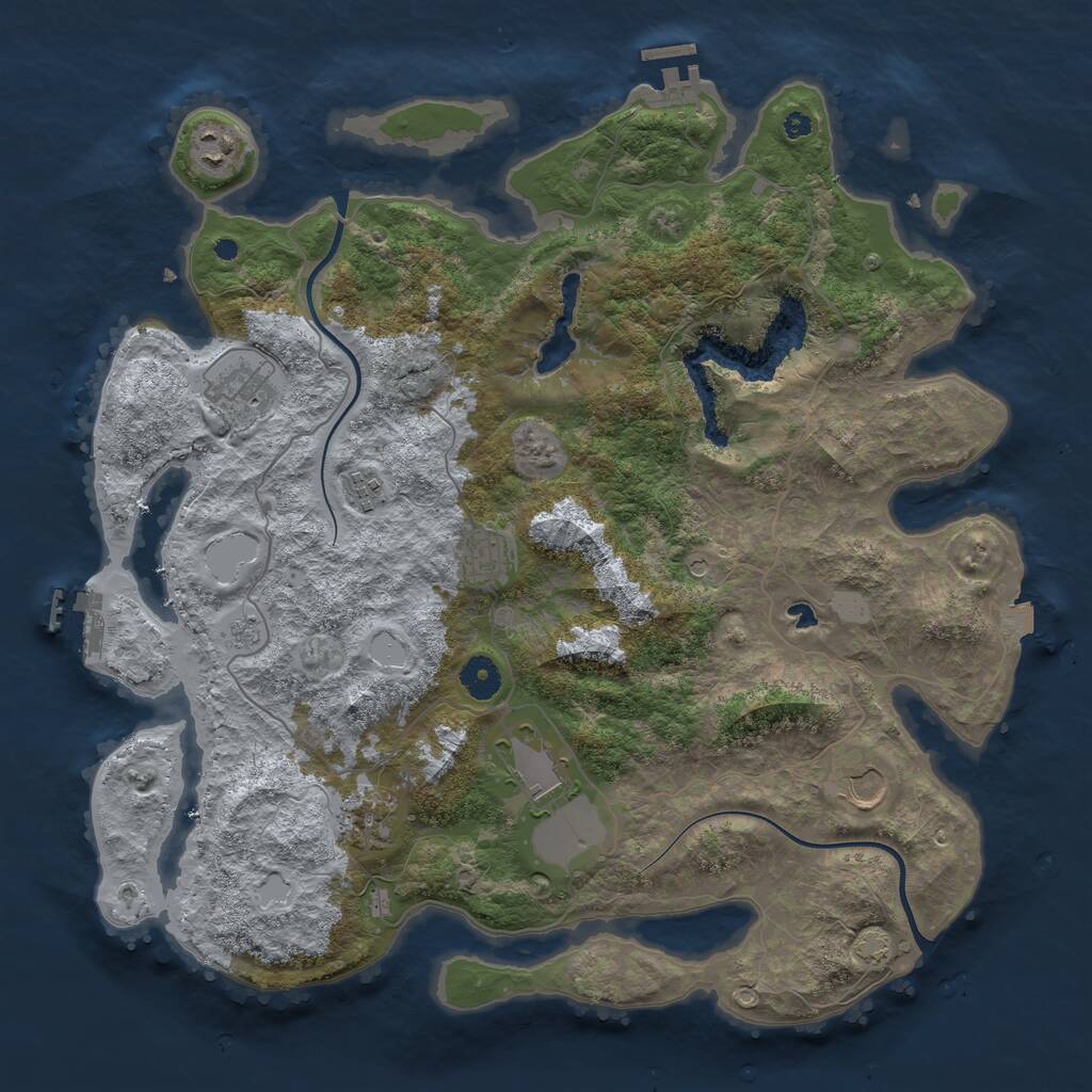 Rust Map: Procedural Map, Size: 4000, Seed: 192651, 13 Monuments