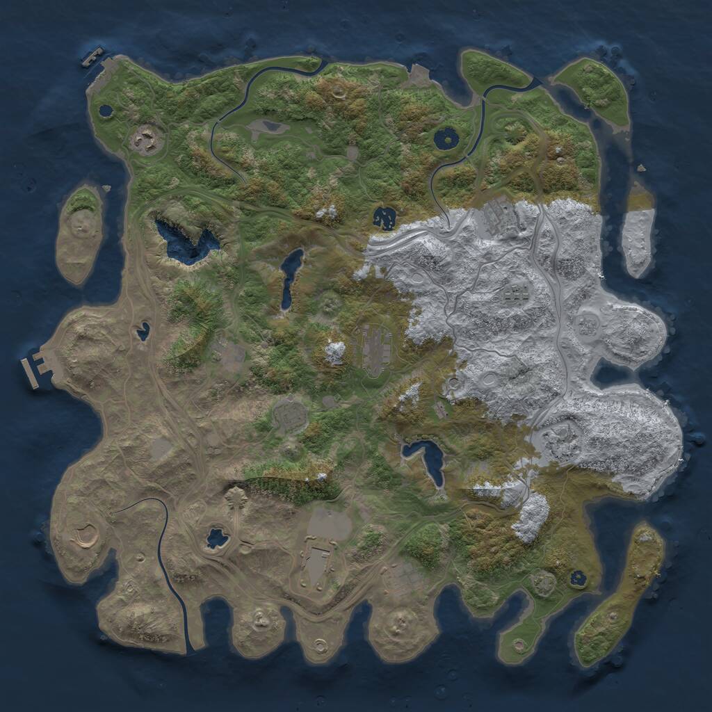 Rust Map: Procedural Map, Size: 4500, Seed: 162407260, 17 Monuments