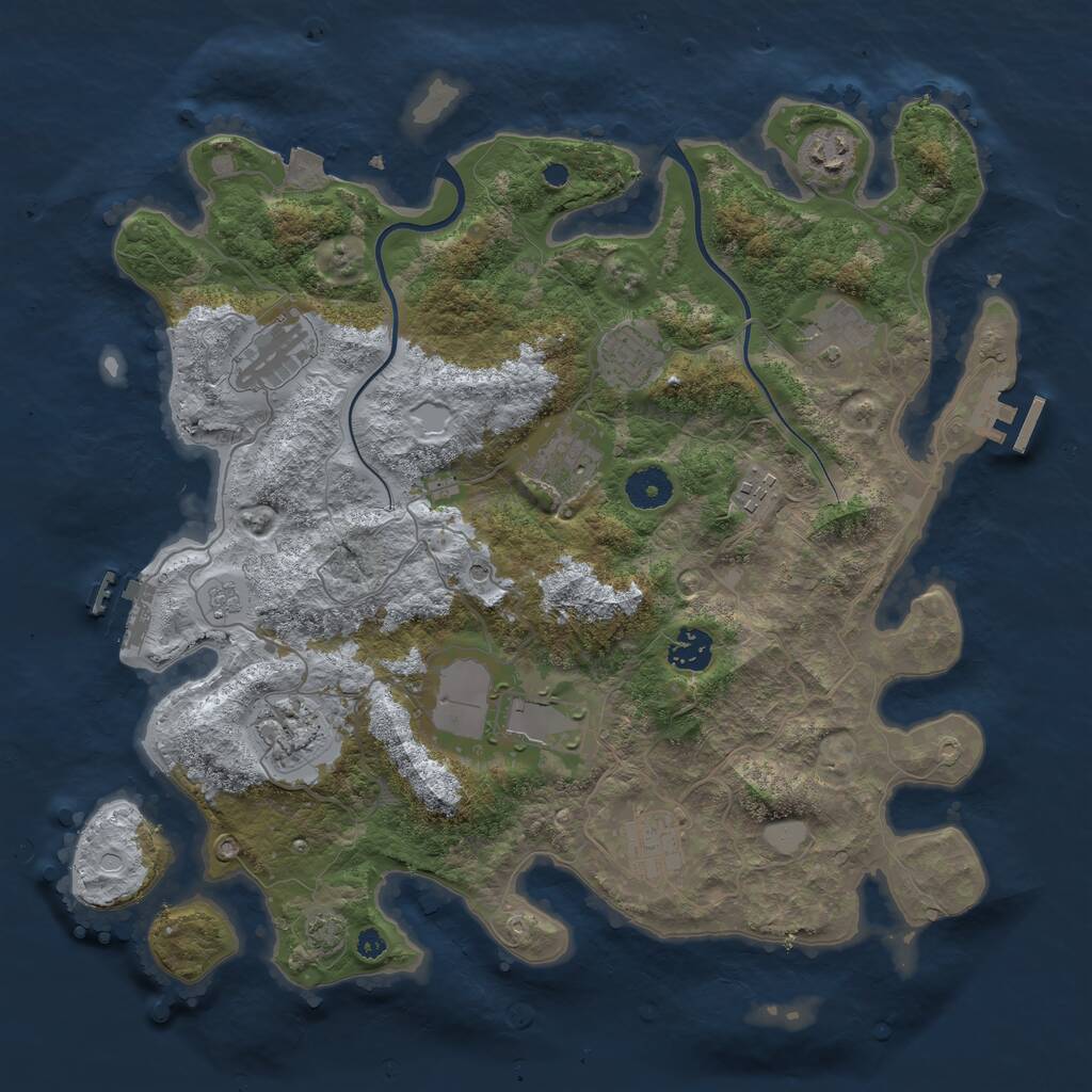 Rust Map: Procedural Map, Size: 3750, Seed: 490080431, 16 Monuments