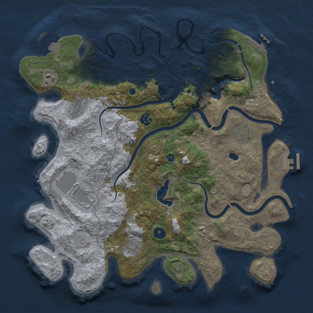 Rust Map: Procedural Map, Size: 4000, Seed: 3487, 13 Monuments