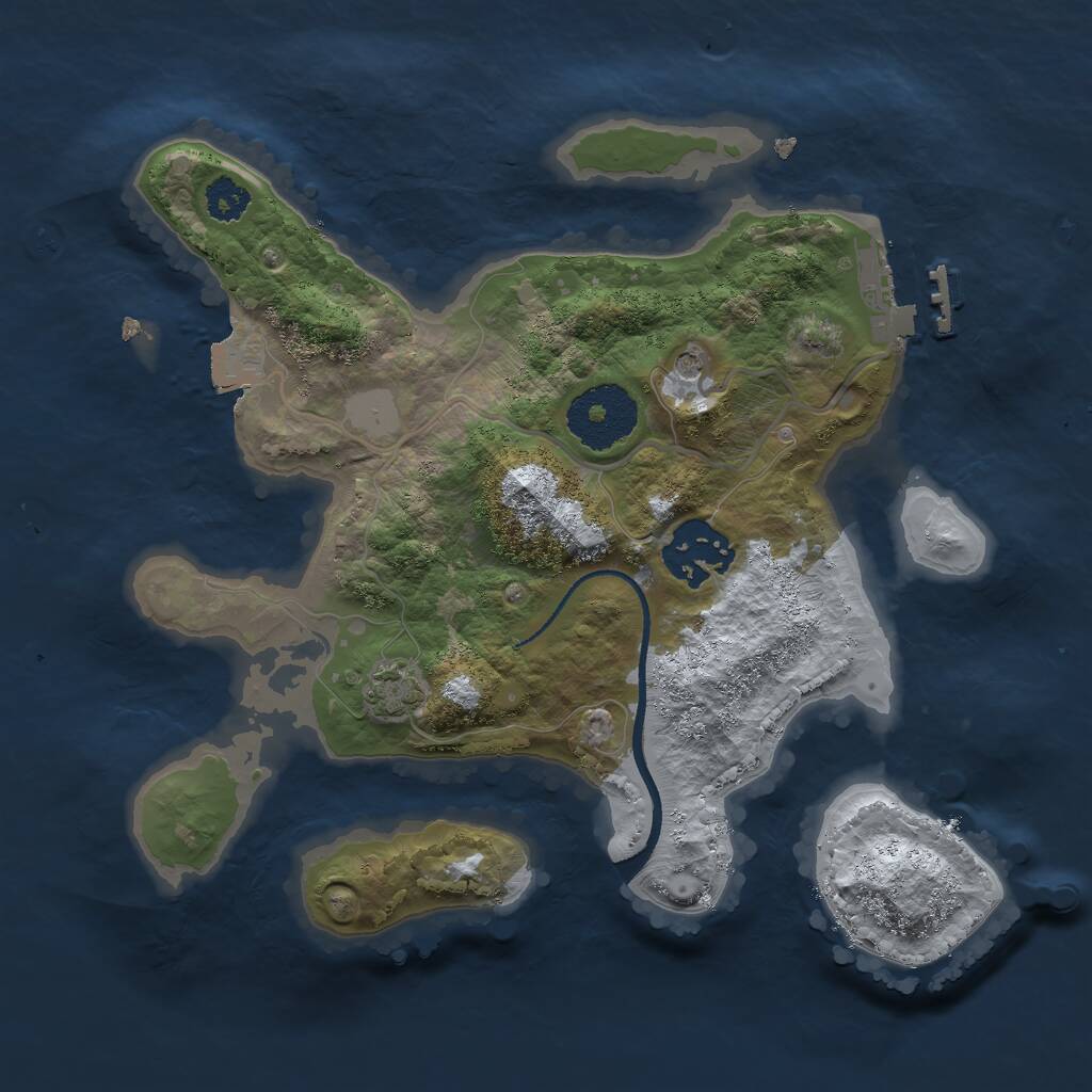 Rust Map: Procedural Map, Size: 2500, Seed: 897556730, 5 Monuments