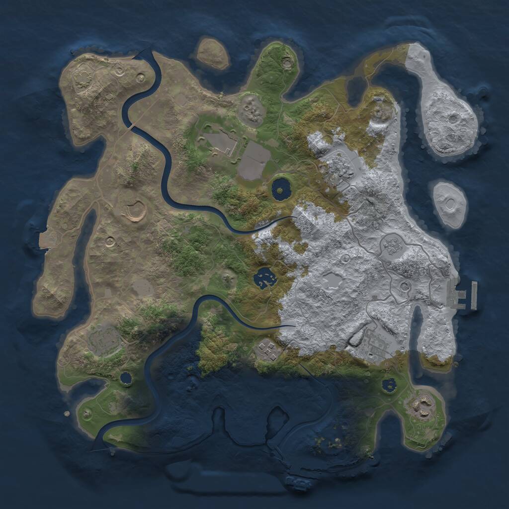 Rust Map: Procedural Map, Size: 3600, Seed: 1869678071, 14 Monuments