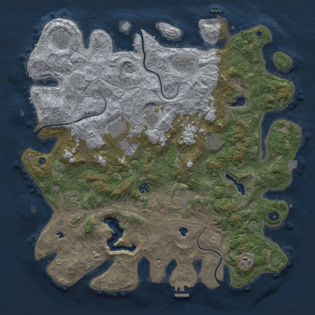 Rust Map: Procedural Map, Size: 4500, Seed: 287355049, 16 Monuments