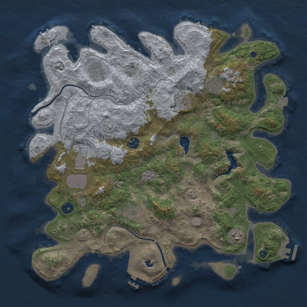 Rust Map: Procedural Map, Size: 4000, Seed: 719142567, 14 Monuments