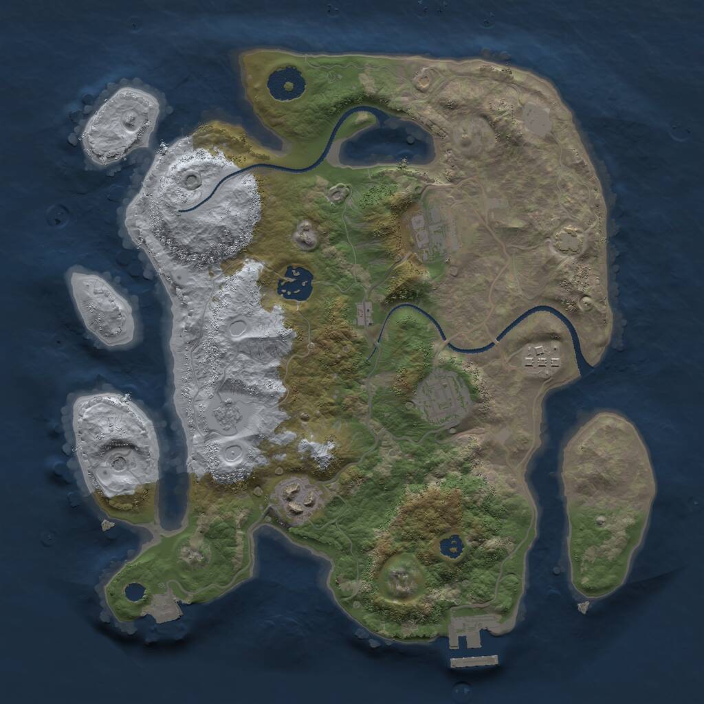 Rust Map: Procedural Map, Size: 3000, Seed: 3613, 10 Monuments