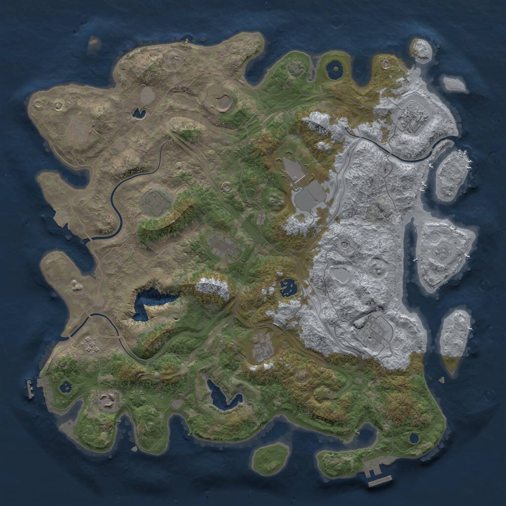 Rust Map: Procedural Map, Size: 4250, Seed: 1354814903, 17 Monuments