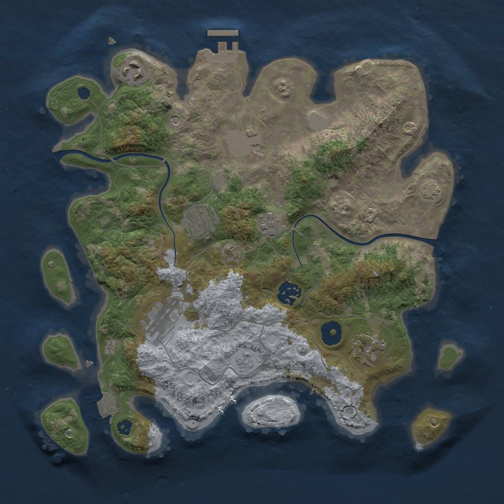 Rust Map: Procedural Map, Size: 3300, Seed: 1673789782, 12 Monuments