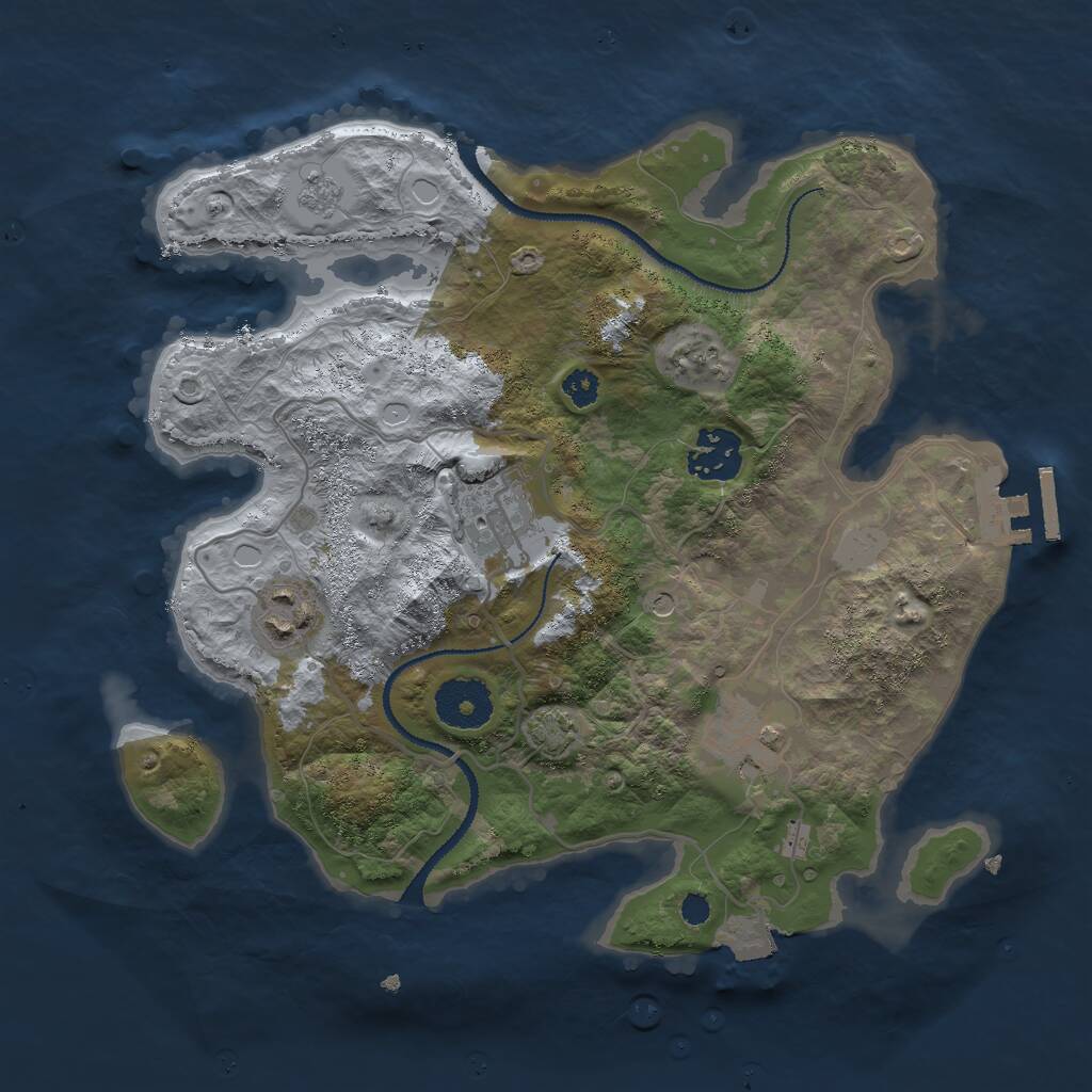 Rust Map: Procedural Map, Size: 3000, Seed: 1073947480, 9 Monuments