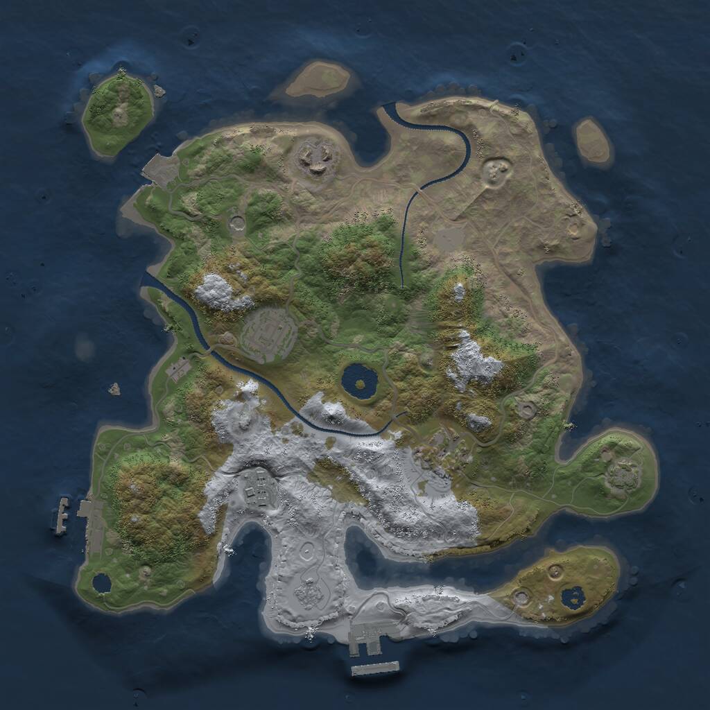 Rust Map: Procedural Map, Size: 3000, Seed: 553998038, 10 Monuments