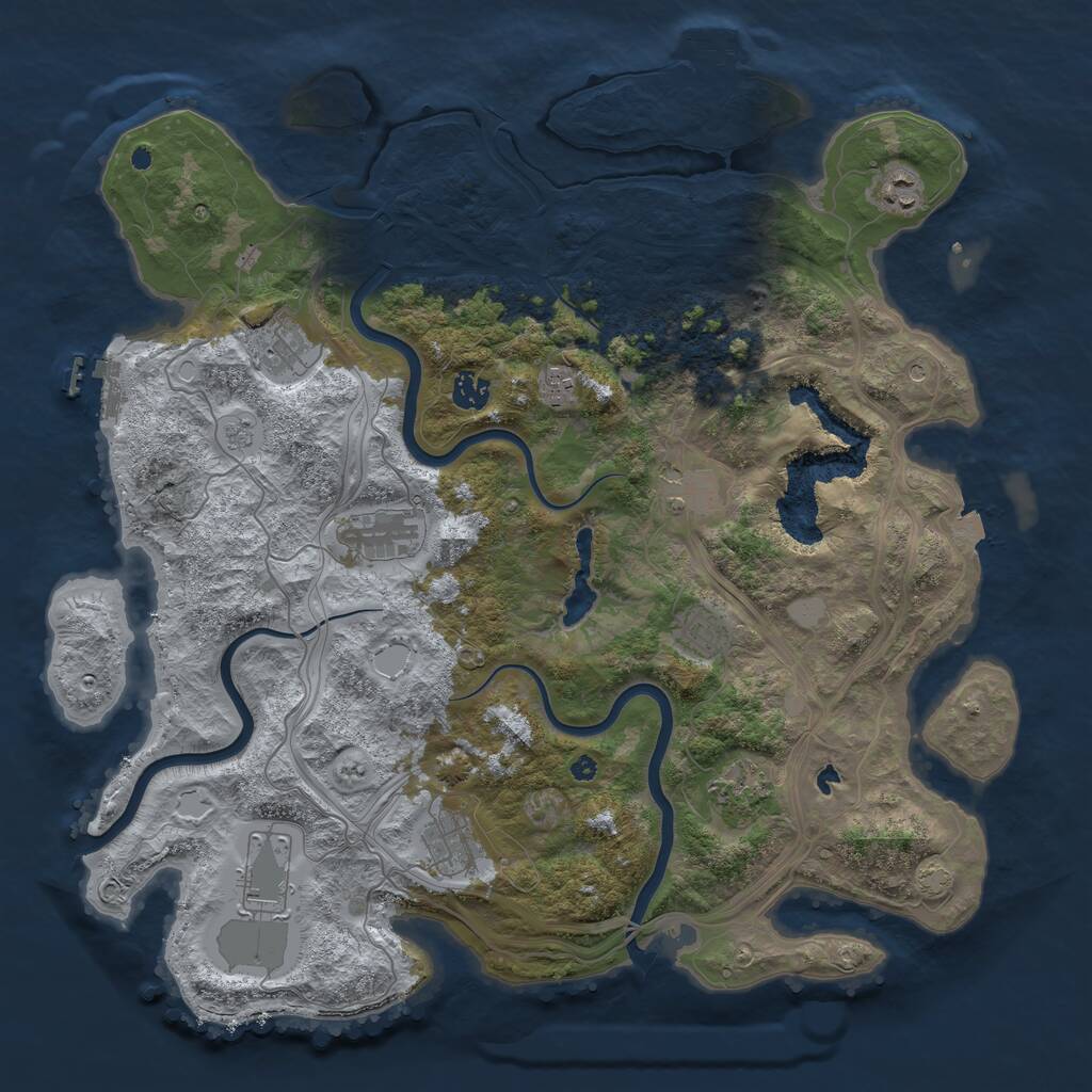 Rust Map: Procedural Map, Size: 4250, Seed: 538227801, 16 Monuments