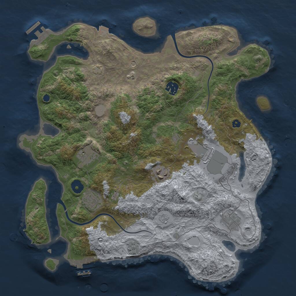 Rust Map: Procedural Map, Size: 3500, Seed: 215196932, 13 Monuments