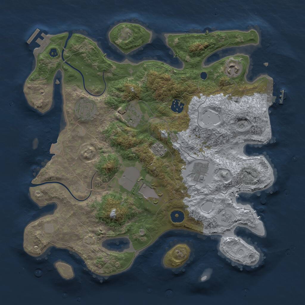 Rust Map: Procedural Map, Size: 3500, Seed: 250520694, 13 Monuments