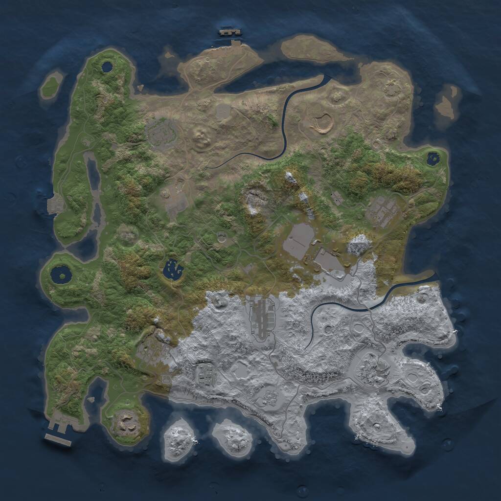 Rust Map: Procedural Map, Size: 3750, Seed: 616288819, 17 Monuments