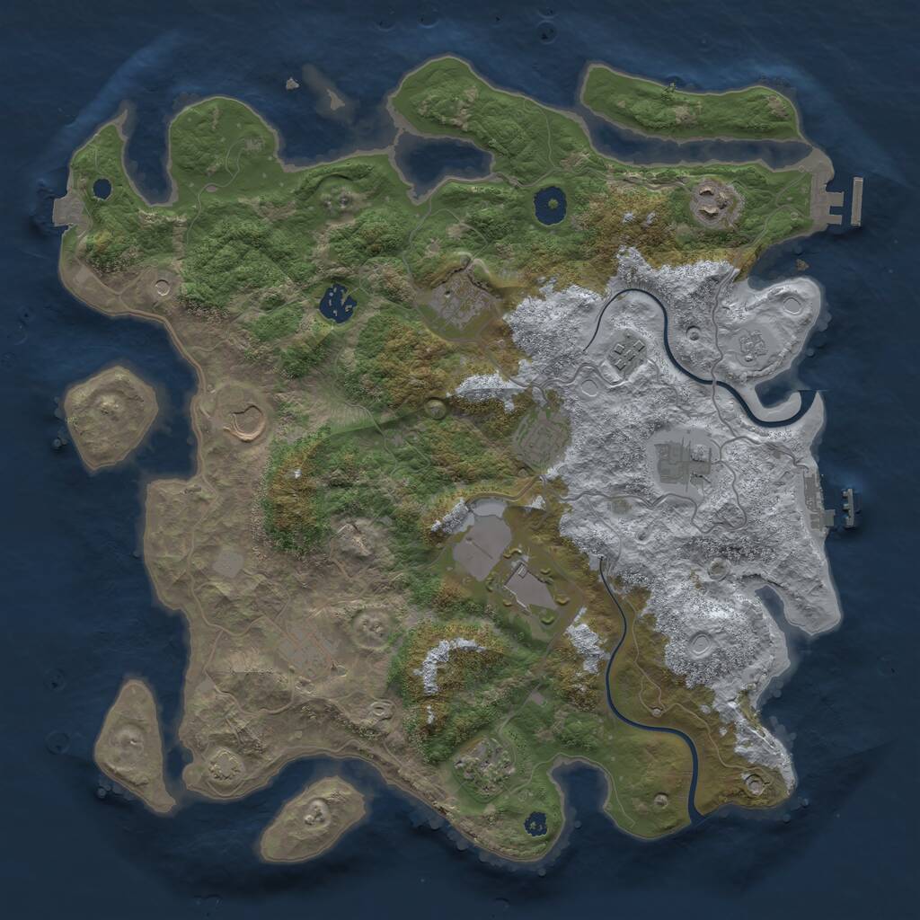 Rust Map: Procedural Map, Size: 3850, Seed: 395324021, 16 Monuments