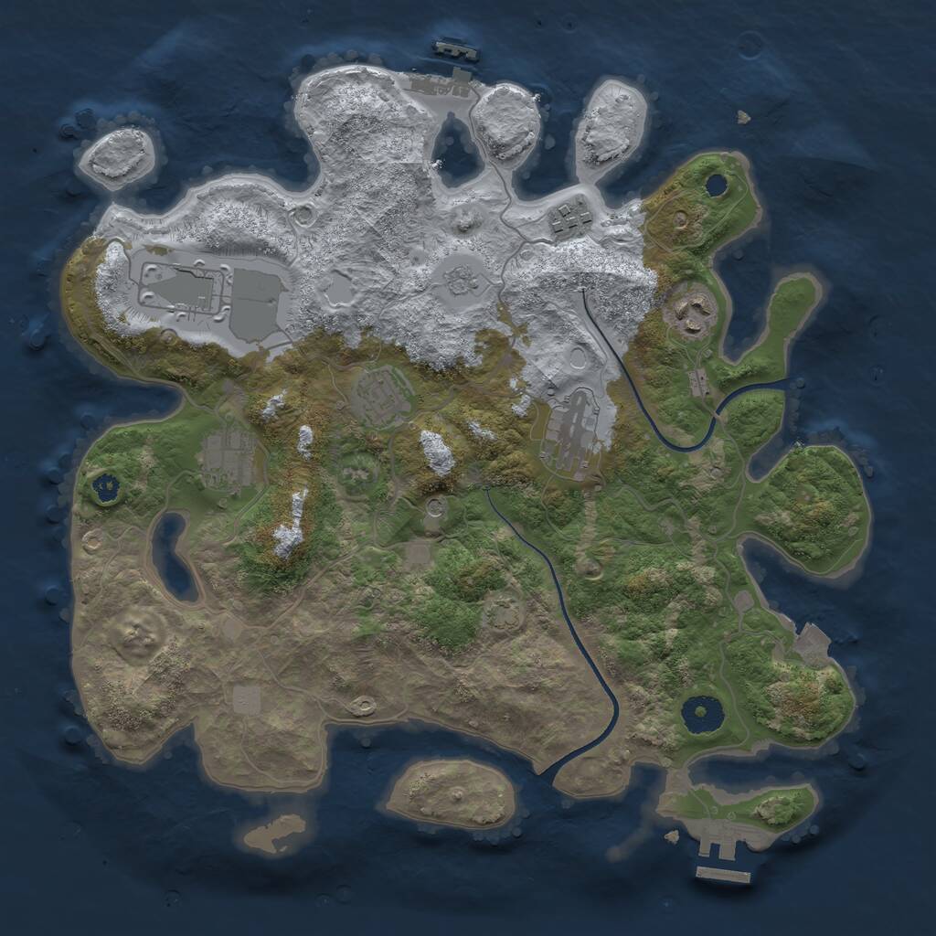 Rust Map: Procedural Map, Size: 3500, Seed: 346, 12 Monuments