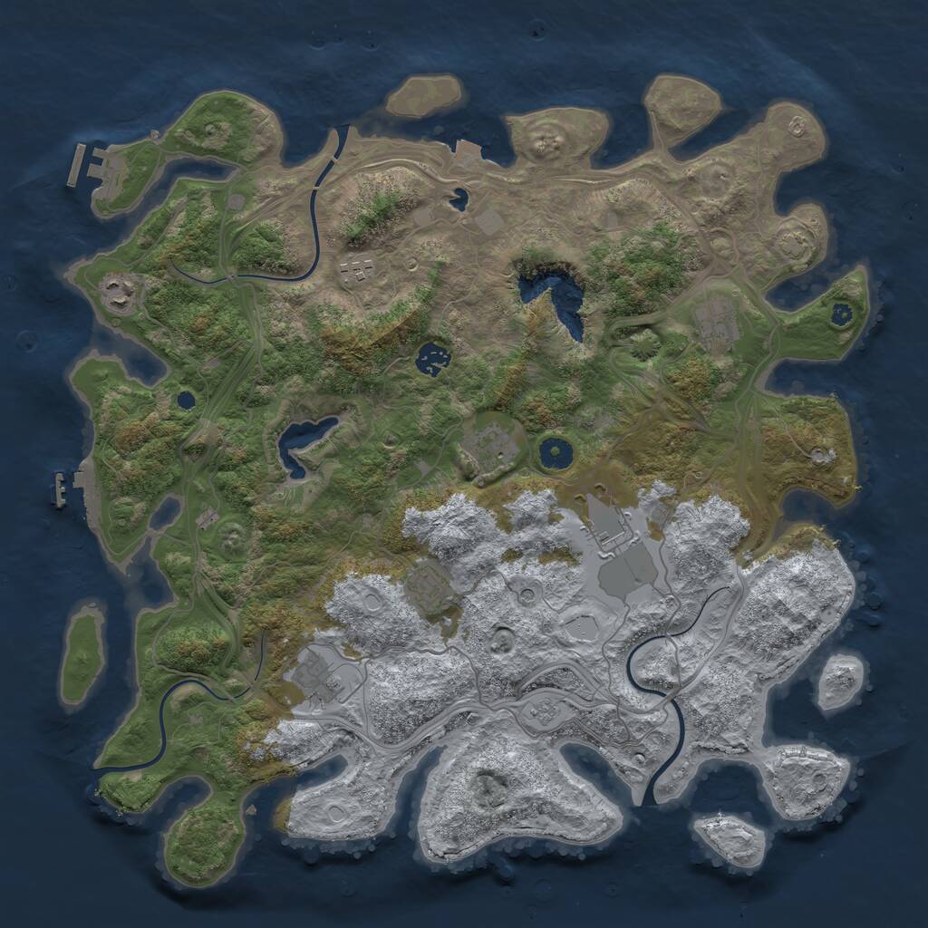 Rust Map: Procedural Map, Size: 4250, Seed: 185874270, 14 Monuments