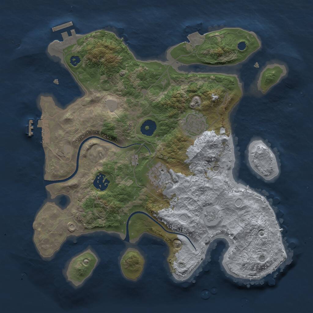 Rust Map: Procedural Map, Size: 3000, Seed: 369119737, 8 Monuments